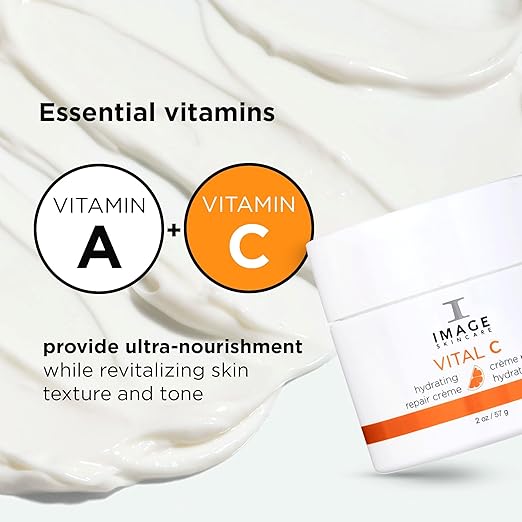 IMAGE Skincare VITAL C Hydrating Repair Crème, 1 Oz | Face Night Cream Moisturizer with Hyaluronic Acid, for Dry Skin