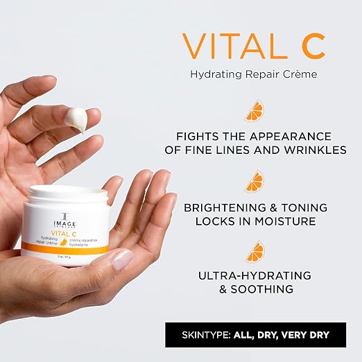 IMAGE Skincare VITAL C Hydrating Repair Crème, 1 Oz | Face Night Cream Moisturizer with Hyaluronic Acid, for Dry Skin