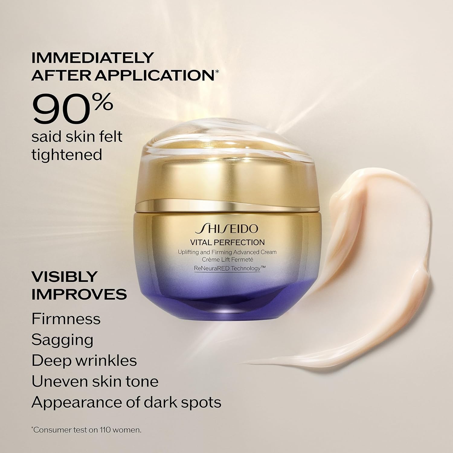 Shiseido Vital Perfection Uplifting and Firming Advanced Cream – Anti-Aging Face Moisturizer with ReNeuraRED Technology