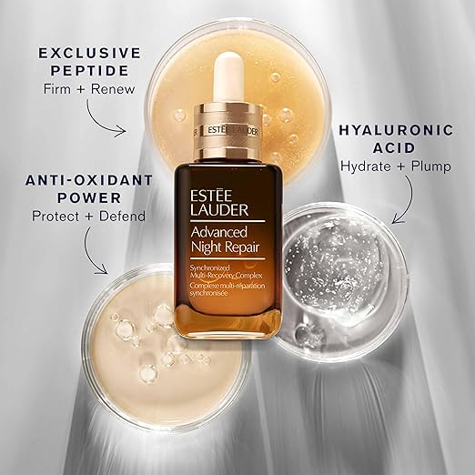 Estée Lauder Advanced Night Repair Face Serum Synchronized Multi-Recovery Complex with Hyaluronic Acid & Peptides | Anti Aging & Hydrating Serum