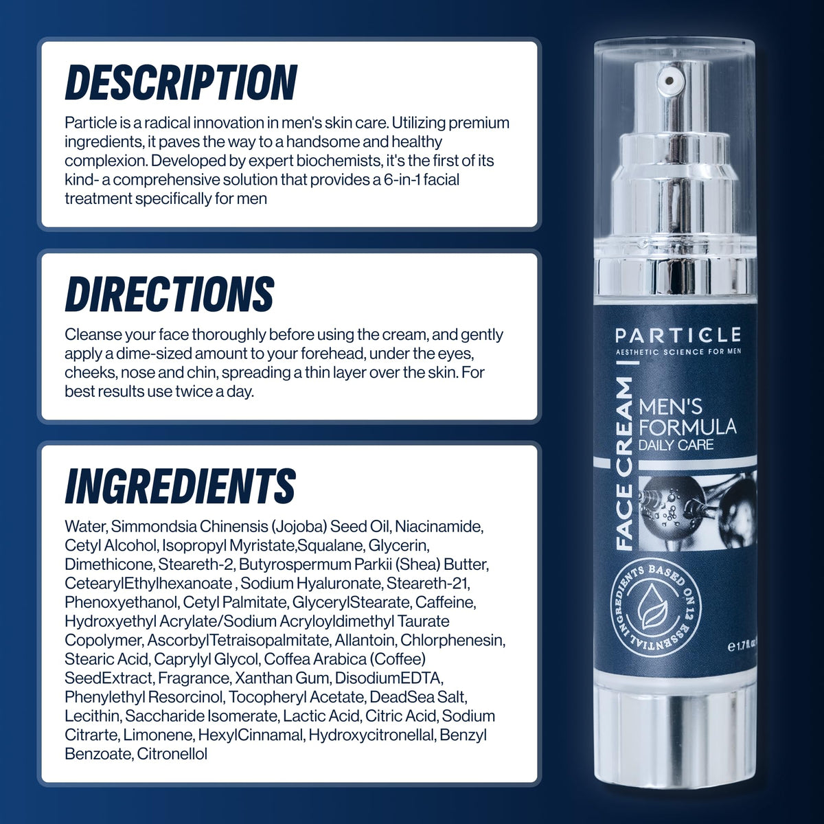 Particle Face Cream for Men – 6-in-1 Anti Aging Moisturizer (1.7oz)