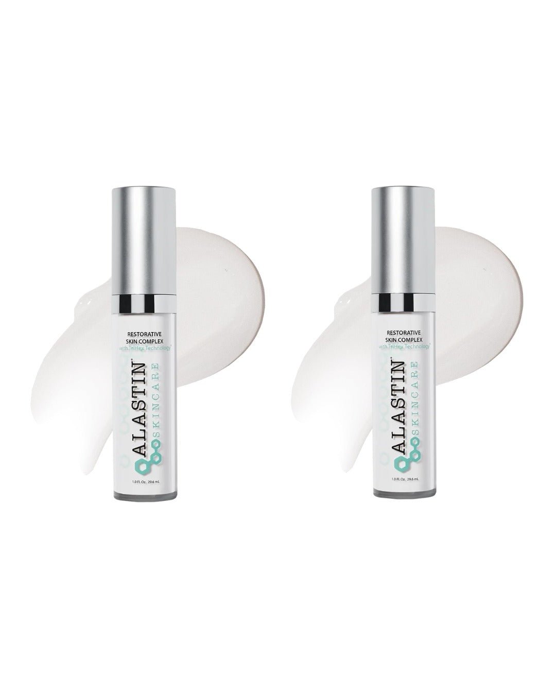 Two Alastin skincare bottles on a white background