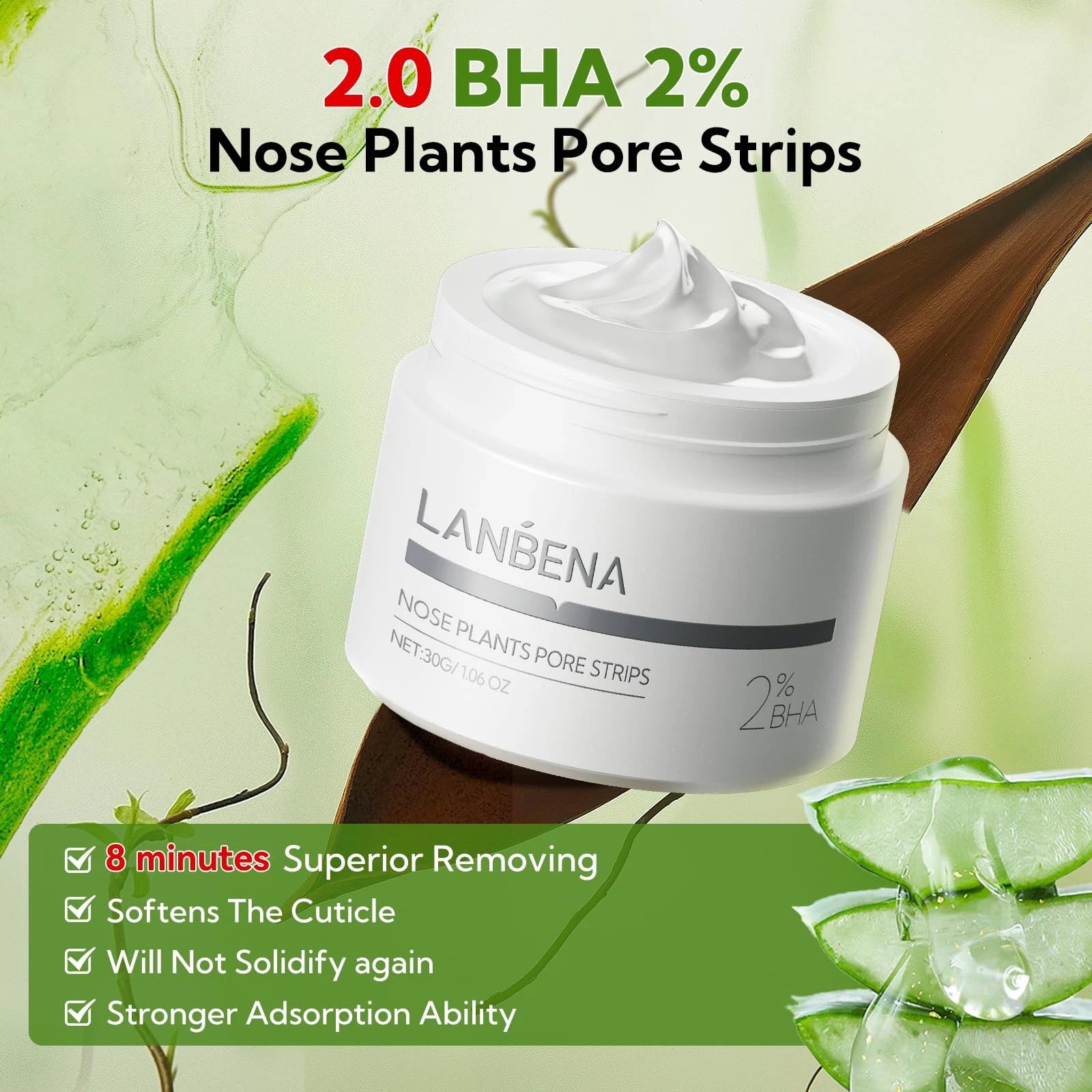 LANBENA 2.0 Nose Pore Strips – Blackhead Remover Mask with Salicylic Acid – Deep Cleansing &amp; Pore Care